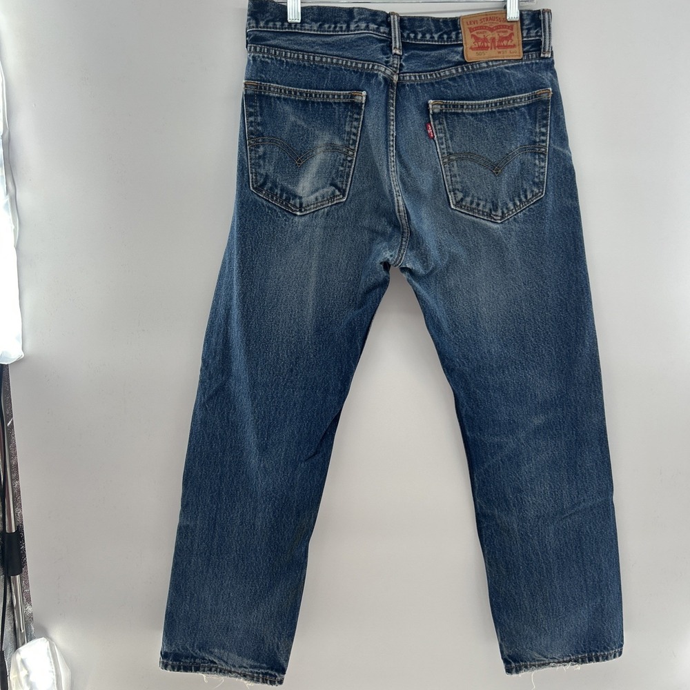 Levi Strauss 33X30 505 Series Blue Denim Jeans Regular Fit Straight Zip Pockets